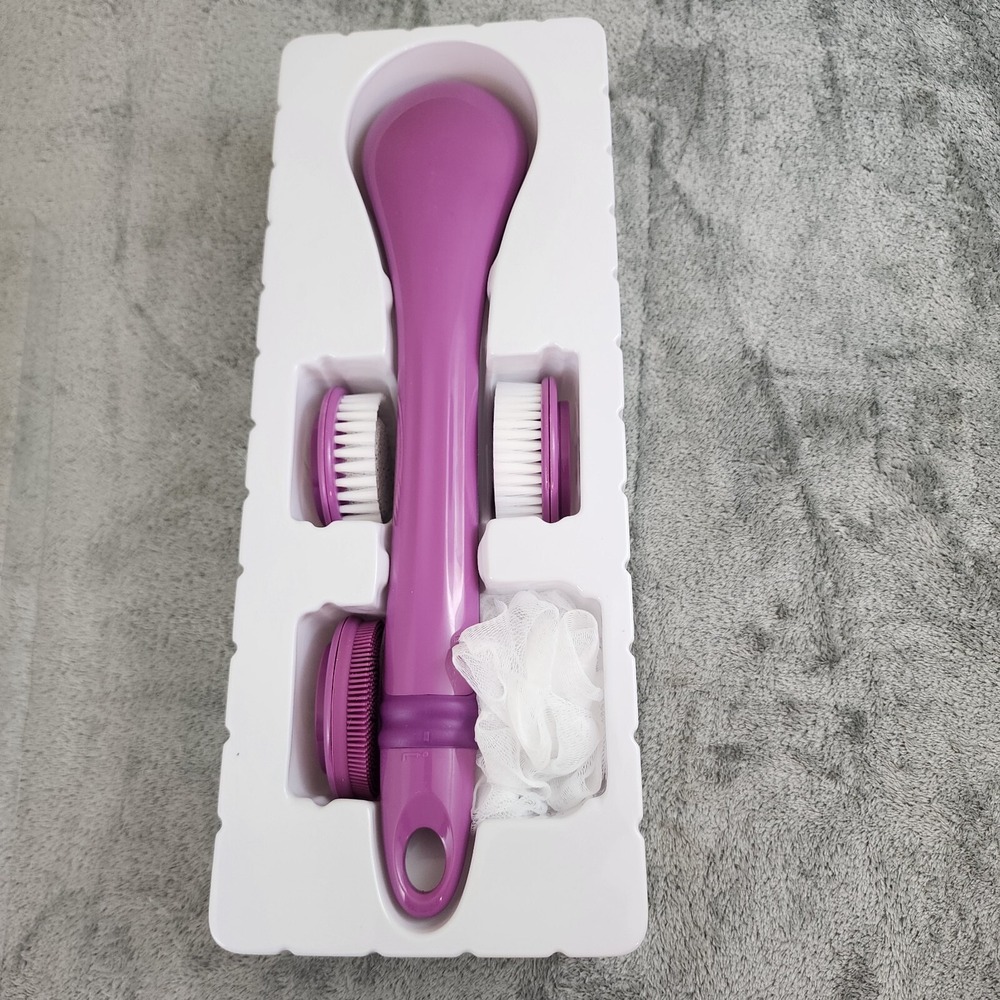 Blushly Cleansing & Exfoliating Body Brush with (4) Brush Heads - PURPLE - Picture 2 of 5
